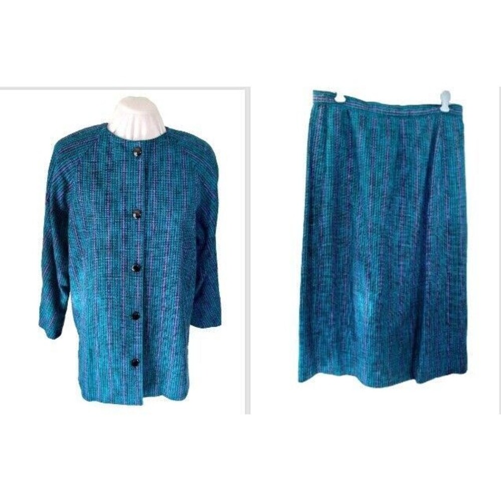 Vintage Jane Neal for Tannersport  Womens Teal/Purple 2 Piece Suit Size 6